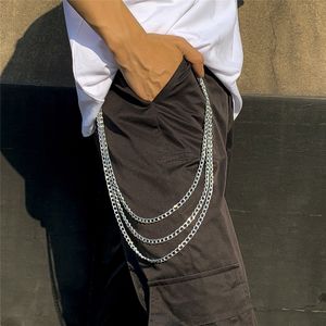 Punk métal multicouche géométrique taille chaîne Hip Hop Rock Hipster chaînes pantalon Jean porte-clés pour femmes hommes corps chaîne bijoux