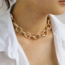 Punk metalen dikke ketting chokers kettingen voor vrouwen mode hiphop goud kleur sleutelbeen ketting grote ketting verklaring mannen sieraden