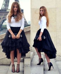 Jupe Tutu gothique Punk Misshow Hi-lo pour femmes, taille élastique, haute et basse, robe Maxi en Tulle pour fête de carnaval, veste à rivets assortie