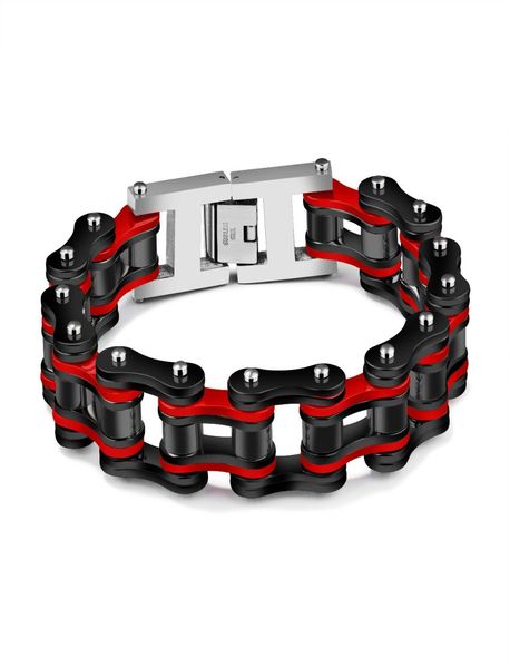 Punk moto chaîne hommes 039s Bracelets rouge noir or couleur mixte couleur bloc Biker Cool homme en acier inoxydable bijoux GS8566508893