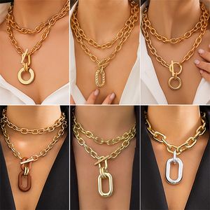 Punk multi-couche Collier de tour de cou à chaîne de liaison cubaine pour les femmes Girls Lightweight CCB Chunky Chain Link Collier Statement Hip Hop Bijoux Hip Hop