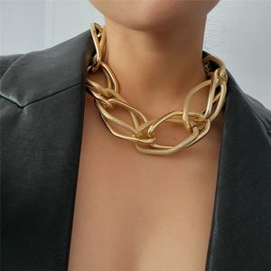 Punk Multi Layered Golden Chain Choker Collier Bijoux pour Femmes Hip Hop Big Thick Chunky Clavicule Chaîne Charme Collier