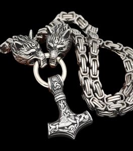 Punk -Noordse Viking vervaagt nooit Men roestvrijstalen kettingen Celtic Wolf Rune Accessoires Hanger King Chain Noorse Amulet Jewelry Y6053694