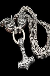 Punk -Noordse Viking vervaagt nooit Men roestvrij stalen kettingen Celtic Wolf Rune Accessoires Hanger King Chain Noorse Amulet Jewelry Y7067520