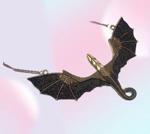 Punk Retro Gothic Sieraden Antiek Zwart Goud Draak Hanger Ketting Vintage Pterosaur Charm Ketting Vrouwen Man Gift Drop Ship15949345190