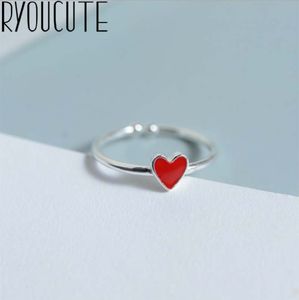 Punk rétro argent couleur rouge coeur anneaux pour femmes bijoux bohème réglable Antique bagues Anillos joyas de plata