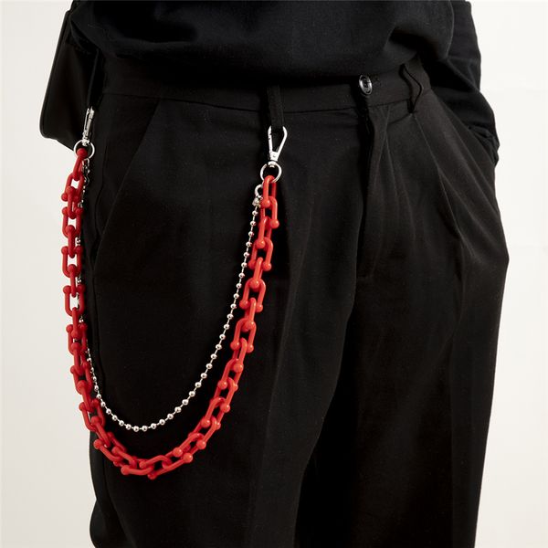 Punk Rock acrylique coloré taille perles portefeuille porte-clés pour hommes femmes Hip Hop Hipster pantalons accessoires unisexe bijoux
