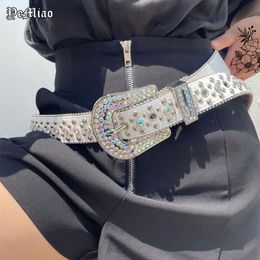 Punk Rock Ceinture Femmes Harajuku Y2K Western Cowboy Bing Designer De Luxe avec Diamant Boucle Ardillon Hommes pour Jeans 220819