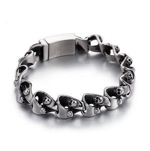 Punk Rock squelette crâne hommes Bracelet en acier inoxydable Pulseira Masculina mode hommes bijoux motard Bracelets Bracelets