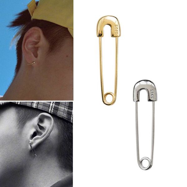 Punk Rock Sterling Safety Pin Stud Boucles d'oreilles Ear Threader Studs Fashion Jewelry Unisex