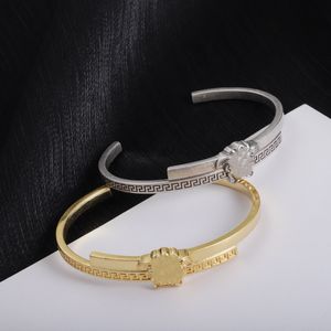 Punk zilveren armband manchet Medusa Golden Bangle manchet armbanden vrouwen mannen ontwerper opening niet-vervagende unisex cadeau liefhebbers armband sieraden 18K goud titanium staal