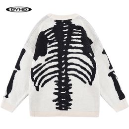 Punk Skeleton Gebreide Oversized Truien Mannen Streetwear Mode Losse Truien Herfst Winter Unisex Lange Mouw Katoenen Tops 220822