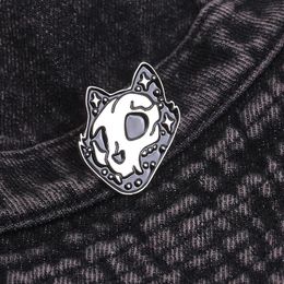 Punk Skull Animal Broche Cartoon Creative Skull Cat Wolf Face Personalised Badge Leuke anime films Games Hard Email -pins verzamelen metalen cartoonbroche