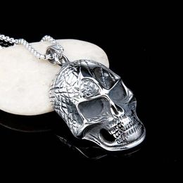Punk Crâne Pendentif Collier Argent Antique Celtique En Acier Inoxydable Squelette Colliers Hommes Mode Fine Jewelry