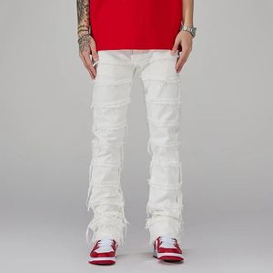Punk empilé blanc droit Y2K Grunge Jeans pantalons hommes mode Hip Hop Kpop femmes coton vieux pantalons longs Ropa Hombre 240228