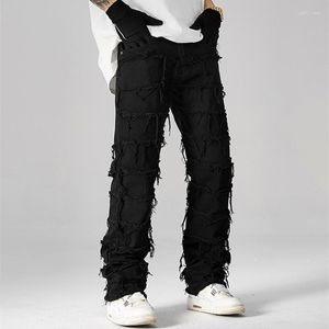 Jeans Punk empilés blancs droits Y2K Grunge pour hommes et femmes, pantalons longs en coton, mode Hip Hop Kpop, Ropa Hombre