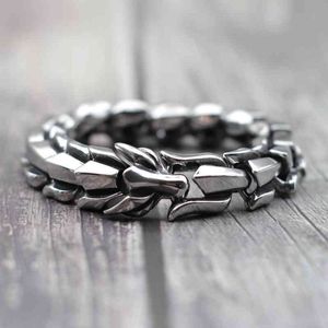 Punk roestvrijstalen stalen ketting Dragon Bracelet Zwart Goudzilverkleur Men Men Armband Hip Hop Street Braclet voor mannelijke sieraden Homme