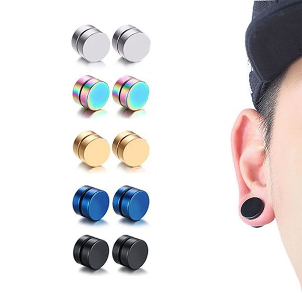 Punk acier inoxydable hommes fort aimant goujons ensemble Non Piercing oreille Clip boucles d'oreilles pour petit ami amant bijoux cadeau