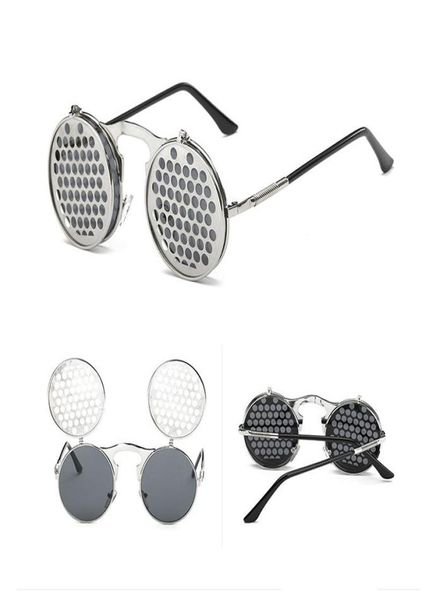 Punk Steam Flip rétro lunettes de soleil pour femmes hommes lunettes à la mode Vintage Double couche lentille miroir ombre lunettes 9280844
