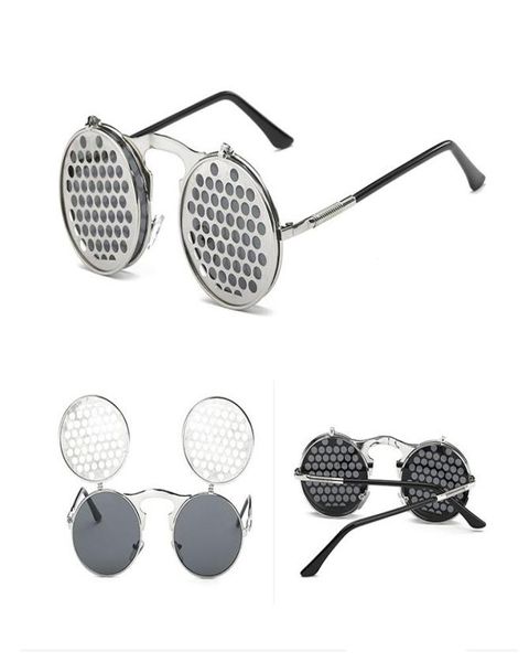 Punk Steam Flip Retro Sunglasses For Women Men Spectacles Fashionable Vintage Double-Croche Lens Mirror Shade Eyeglass8222300