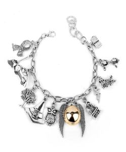 Punkstijl gouden auto treinglas snitch combinatie film charme diy bracelet6012432