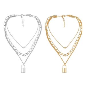 Punk Stijl Hart Slot Hanger Ketting Mti-Layer Vintage Gold Sier Charm Ins Vrouwelijke Sieraden Accessoires 9 Stijlen Drop levering Dh49U
