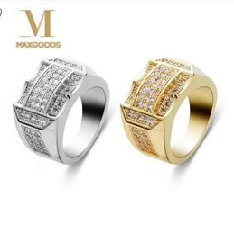 Punkstijl hiphop ring mode goud / zilveren kleur volledige kristal strass manes man vinger ringen voor mannen dames sieraden