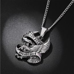 Collier Style Punk pour hommes et femmes, pendentif aigle cavalier, rétro, avec chaîne fouet, bijoux à la mode, cadeaux, colliers221r