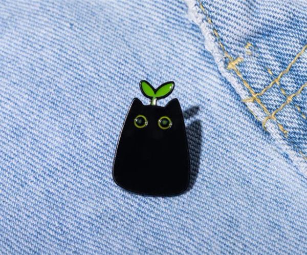 Broche esmaltado de Metal con forma de gato negro bonito de dibujos animados estilo punk, Pin creativo de moda con insignia de Animal, joyería, regalo para niños