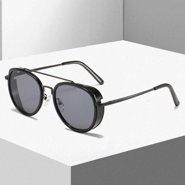 Lunettes de soleil de style punk pour hommes et femmes, lunettes de soleil rétro à bords épais, lunettes de soleil tendance à double faisceau