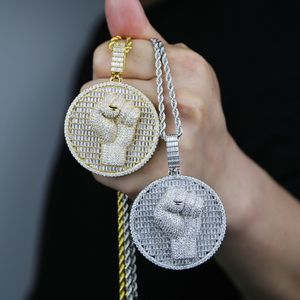 Punkstijlen Ronde vuist hanger fit Cubaanse ketting ketting voor vrouwen mannen hiphop sieraden vergulde goud zilveren hoge kwaliteit sieraden groothandel