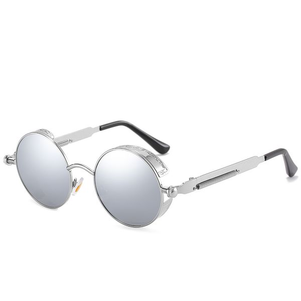 Gafas de sol Punk con tornillo de resorte, montura redonda, gafas de sol con marco de coche de papel volador, gafas polarizadas para hombre A37