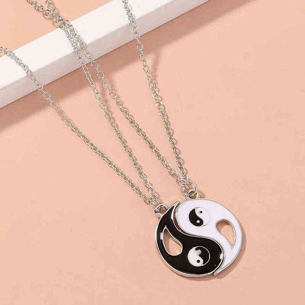 Punk Tai Chi emparejado collares pendientes para mujeres hombres amantes amigos Hip Hop cadena de enlace Yin Yang pareja collar joyería de moda G1206