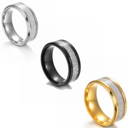 Punk Titanium Staal Ijs Zijde Folie Rijp Vrouwen Heren Ringen Mode Eenvoudige Accessoires Sieraden gift Groothandel