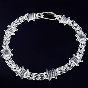 Collar de cadena de acrílico transparente Punk para hombres y mujeres, colgante de Collar de resina transparente con pinchos, cadenas de joyería de moda