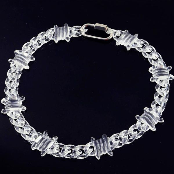Punk Transparent acrylique chaîne serrure collier pour hommes femmes résine clair Spike collier pendentif mode bijoux chaînes