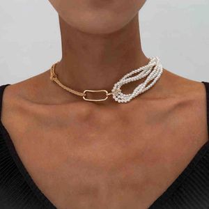 Punk Unique Imitation Perle Chaîne Collier pour Femmes Mariage Steampunk 2020 Gothique Twisted Chunky Épais Collier Ras Du Cou Bijoux G1206