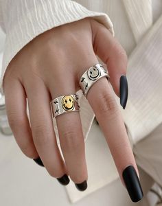 Punk Vintage Face Band Rings for Women Boho Charms Jewelry Men Andluckle And Fashion Party Fashion Gift2916628