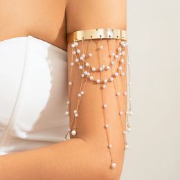 Punk vintage imitation perle pavage de liaison de liaison bracelets pour femmes mariés Boho Boho Brunge supérieur