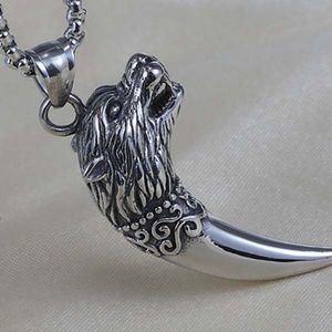 Punk Wolf Tooth Pendant Kettingen Oude zilveren roestvrijstalen ketting Ketting Women Men Street Hiphop Fashion Fine Jewelry