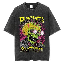 Punks for Autisme Gothic Graphic Print T-shirt Y2K High Street Fashion Rock Men Femmes Tshirt Coton Vintage Oversize Black Tees 240518