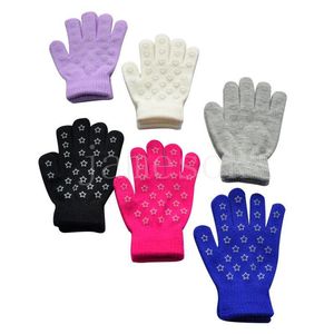 Gants de tricot chauds d'hiver pour élèves Party Favor Enfants sports de plein air gant résistant au froid amour gants de flocon de neige étoile à cinq branches DE785