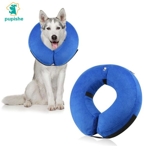 PUPISHE Colliers pour animaux de compagnie Collier électronique de protection gonflable Cône de tête pour chien et chat Collier de récupération souple pour blessures Éruptions post-opératoires LJ201109