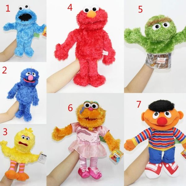 Títeres 1 Uds. Barrio Sésamo peluche Elmo Zoe Ernie Oscar galleta Grover pájaro bebé fiesta de cumpleaños marioneta de mano regalos para niños 230729