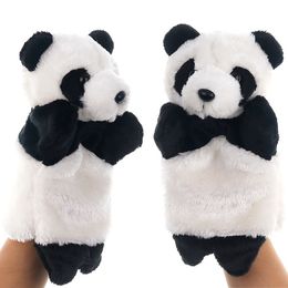 Puppets 25cm Panda Pluche Handpop Animal Gevulde Pop Zachte Handschoen Cartoon Rollenspel Verhaaltje Vertellen Kid Kinderen leren Muppet 230621