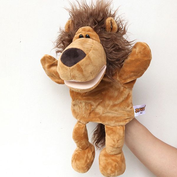 Marionnettes 30CM dessin animé animal marionnette à main lion infantile doigt en peluche jouet enfant parent-enfant accessoires de narration pour bébé cadeaux 230621