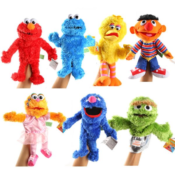 Marionetas 30 cm Marioneta grande Encantadora caricatura Elmo CookieMonster Oscar Sesame Street Juguete de peluche suave Marioneta de mano Muñeca para niños Regalos para niños 230729