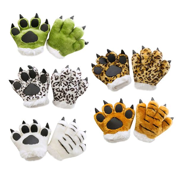 Marionetas Guantes Palm Paw Animal Animales Plushclaw Guante Paws Cat Tiger Disfraz Cosplay Dibujos animados Oso Simulación Furry Mittens Invierno 230919