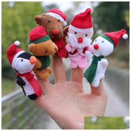 Puppets Nieuwe kersthande vingerdoekpop Kerstman Sneeuwman Animan Toy Baby educatieve drop levering speelgoed Geschenken Gesulde dieren Dhndp