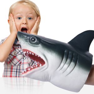 Puppets Realistische Shark Handpop Zacht Plastic Mond Gratis Vervorming Kinderspeelgoed Kids Games Shark Model Figuur Kinderen Speelgoed Geschenken 230621